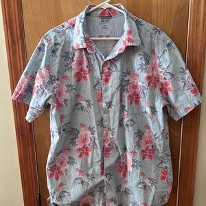 Izod Men's Floral Button Down Shirt - Red and Blue